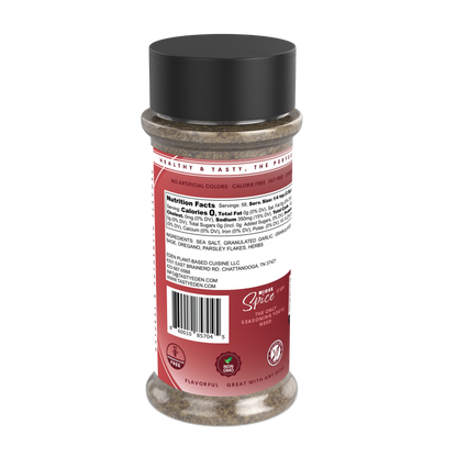 Eden Da Best Premium Seasoning shaker on a white background. vegan, plant-based
